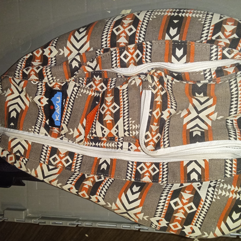 Kavu Geometric Sling Bag in Orange and Brown